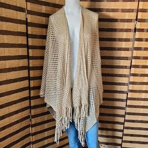Gold Knit Fringe Shawl